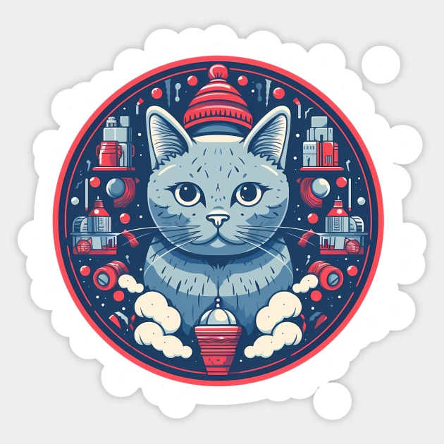 Russian Blue Cat Xmas, Love Cats Sticker by logiamerch